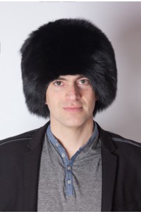 Black fox fur hat - unisex